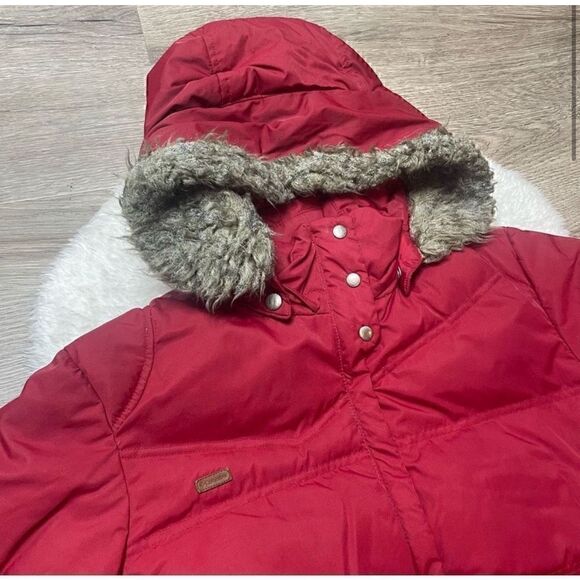 Columbia Down Feather XCO Womens Jacket Size Small Red Puffer Detachable Hoodie - Picture 2 of 14